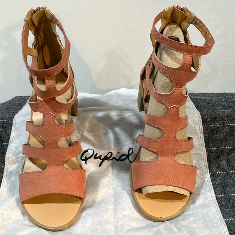 Qupid Block Heel Gladiator Sandal